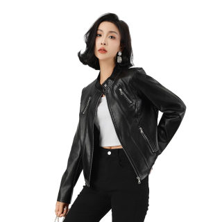 Women's Slim Fit Leather Jacket | Embroidered Detail 5