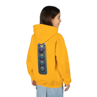 Glowing Cyber Pumpkin Kids Hoodie 85