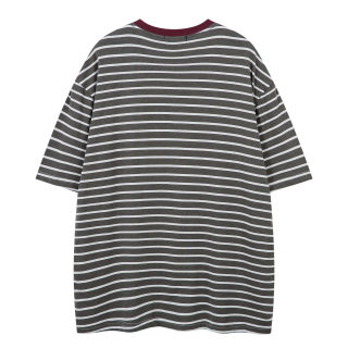 Retro Striped Cartoon Letter Print T-Shirt 4