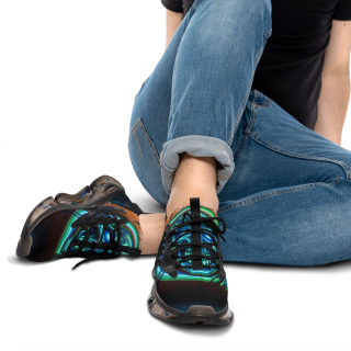 Green Orb Abstract Mesh Sneakers | Athletic Shoes 19