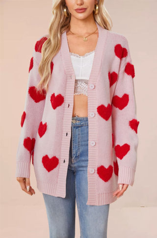 Love Knit Cardigan | V-Neck Button Mid-Length Jacket for Women 5