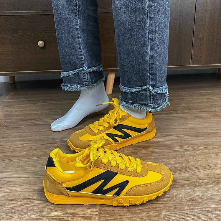 Women's Contrast Round-Toe Lace-Up Athletic Shoes 3