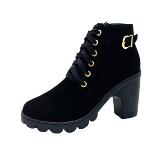 Women's Chunky Heel Buckle Martin Boots | Round Toe 5