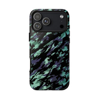 Teal Black Abstract Camo Phone Case