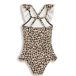 Girls' swimwear — leopard print sleeveless one-piece 3