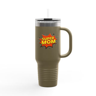 Super Mom comic burst insulated travel mug 12