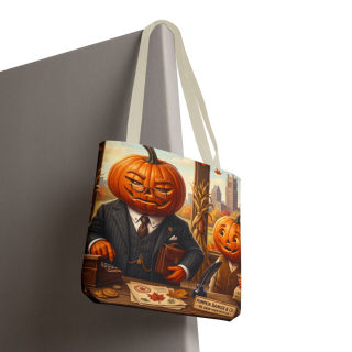 Pumpkin Head Businessmen Tote Bag | Halloween Pumpkin City Illustration 111