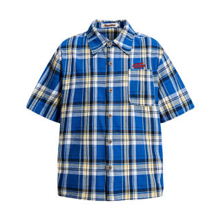 Loose Plaid Short Sleeve Shirt | Men's Open Front
