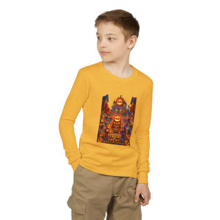 Jack-O'-Lantern Halloween Street Scene Long Sleeve Kids Tee 28