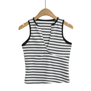 Striped Sexy Low Neck Vest Top 2