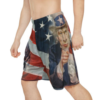 Uncle Sam Pointing Shorts | American Flag All-Over Print