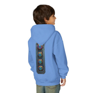 Glowing Cyber Pumpkin Kids Hoodie 74