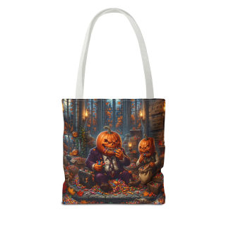 Jack-o'-Lantern Candy Haul Tote Bag | Halloween Pumpkin Scene 22