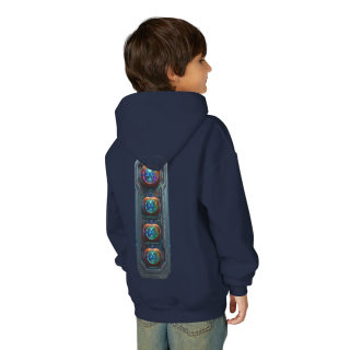 Glowing Cyber Pumpkin Kids Hoodie 76