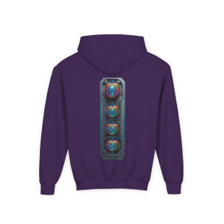 Glowing Cyber Pumpkin Kids Hoodie 61