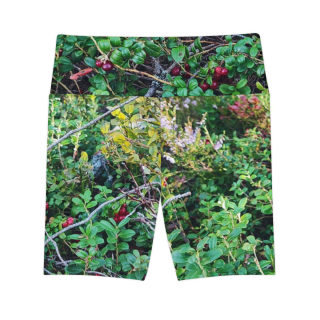 Wild Cranberry Bush Women's Workout Shorts | Nature Botanical Print