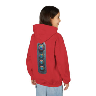 Glowing Cyber Pumpkin Kids Hoodie 96