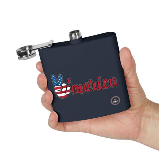 'Merica Peace Sign flag design flask, 6oz stainless steel 35