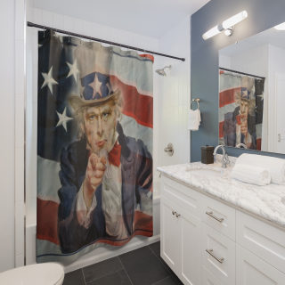 Uncle Sam pointing Shower Curtain | American Flag Patriotic Bathroom