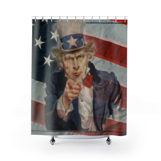 Uncle Sam pointing Shower Curtain | American Flag Patriotic Bathroom 2