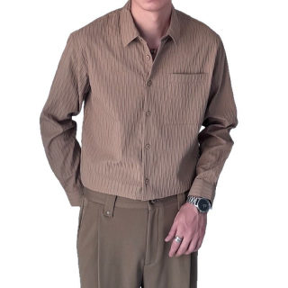Wrinkled Texture Long Sleeve Shirt | Men's Spring 5