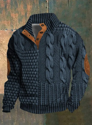 Men's Popular Stand-Collar Button Hoodie 5