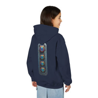 Glowing Cyber Pumpkin Kids Hoodie 92