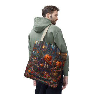 Jack-o'-Lantern Candy Haul Tote Bag | Halloween Pumpkin Scene 87
