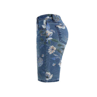 High-Waist Wide-Leg Five-Quarter Length Pants with Floral Print 5