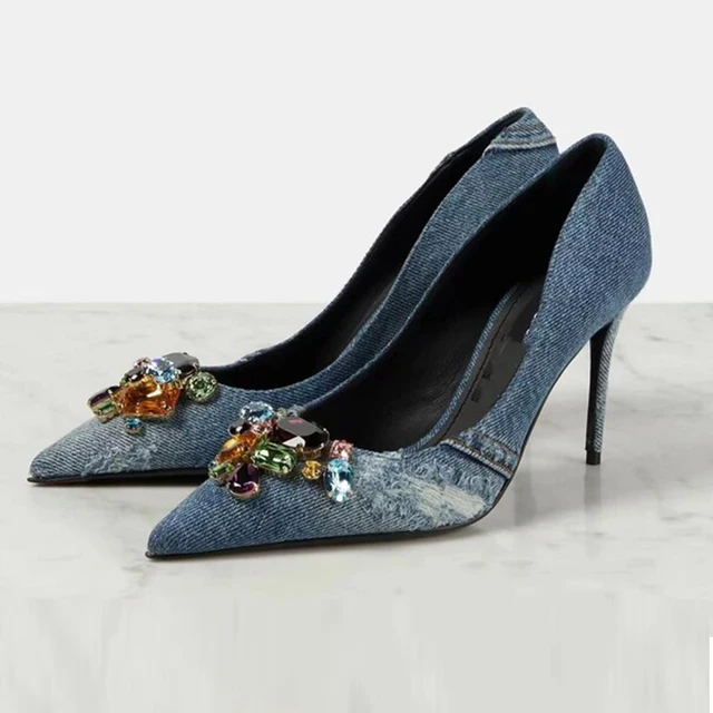 Women's Denim Heeled Party Shoes 5