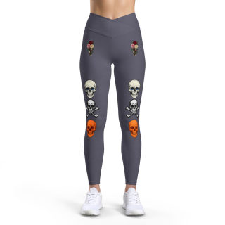 Floral Skull Pattern Leggings | Halloween Skull Leggings