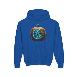 Glowing Cyber Pumpkin Kids Hoodie 11