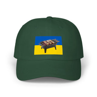 Grill Skewers on Blue Yellow Flag Dad Cap | BBQ Ukraine Baseball Hat 5