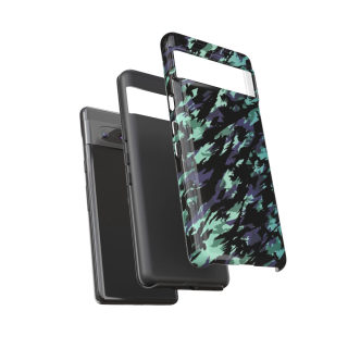 Teal Black Abstract Camo Phone Case 141