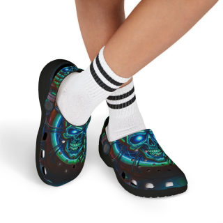 Neon Skull Pattern Kid's Clogs 18
