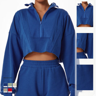 Loose-Fit Stand-Collar Zip Sports Sweater 5