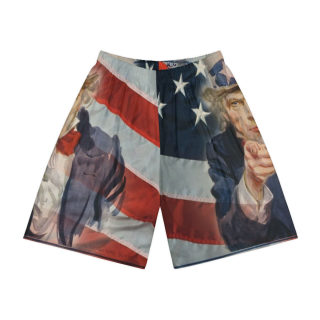 Uncle Sam Pointing Shorts | American Flag All-Over Print 2