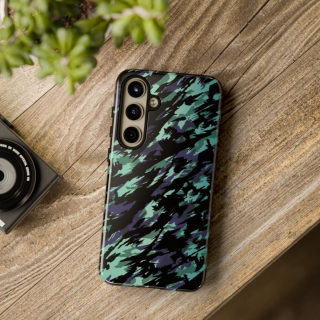 Teal Black Abstract Camo Phone Case 191