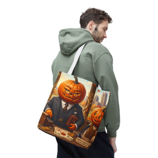 Pumpkin Head Businessmen Tote Bag | Halloween Pumpkin City Illustration 83