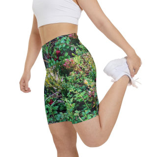 Wild Cranberry Bush Women's Workout Shorts | Nature Botanical Print 8