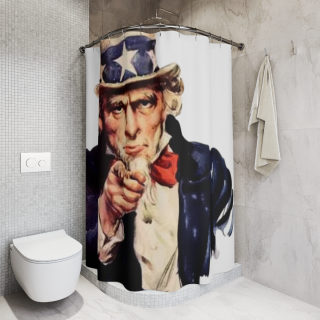 Uncle Sam pointing Shower Curtain | Patriotic Americana bathroom decor 5