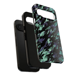 Teal Black Abstract Camo Phone Case 156