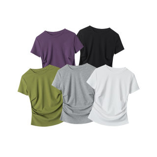 Slim Fit Round Neck Short Sleeve T-Shirt for Women | Solid Color 4