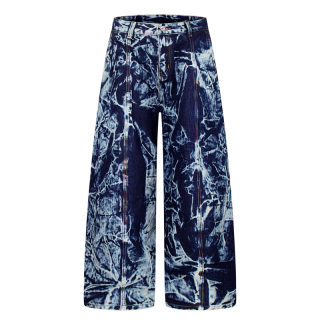 Tie-Dye Bamboo Texture Denim Pants