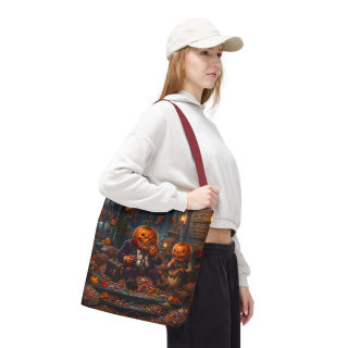 Jack-o'-Lantern Candy Haul Tote Bag | Halloween Pumpkin Scene 65