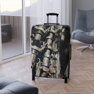 Car Camshaft Print Suitcase | Travel Luggage with Engine Part Motif 15
