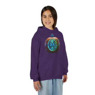 Glowing Cyber Pumpkin Kids Hoodie 45
