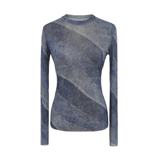 Mesh Base Long Sleeve Shirt | Small Round Neck Slim Fit