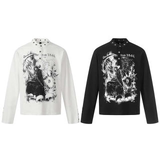 Skeleton Mystery Man Print Long Sleeve T-Shirt | American Retro 5