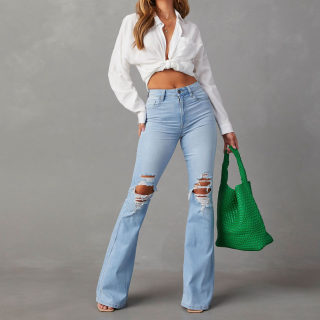 High-Waist Ripped Flare Jeans 6